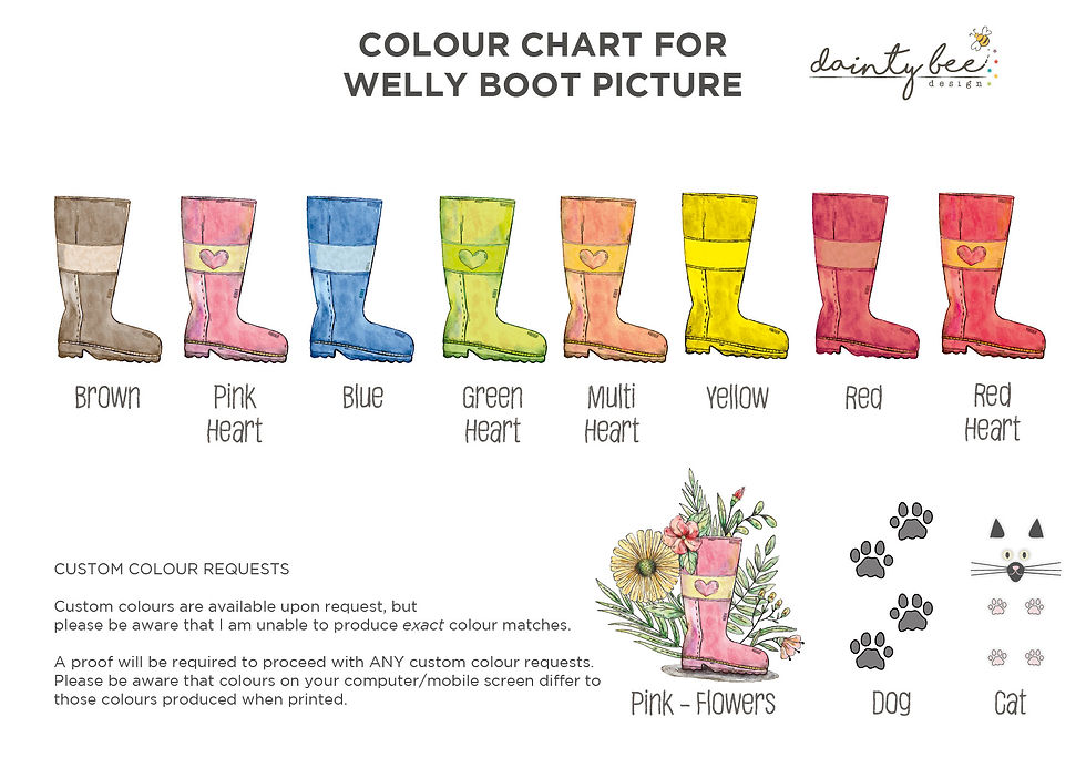Thumbnail: Personalised 'WELLY BOOT' family printed picture gift. A4 Framed or unframed