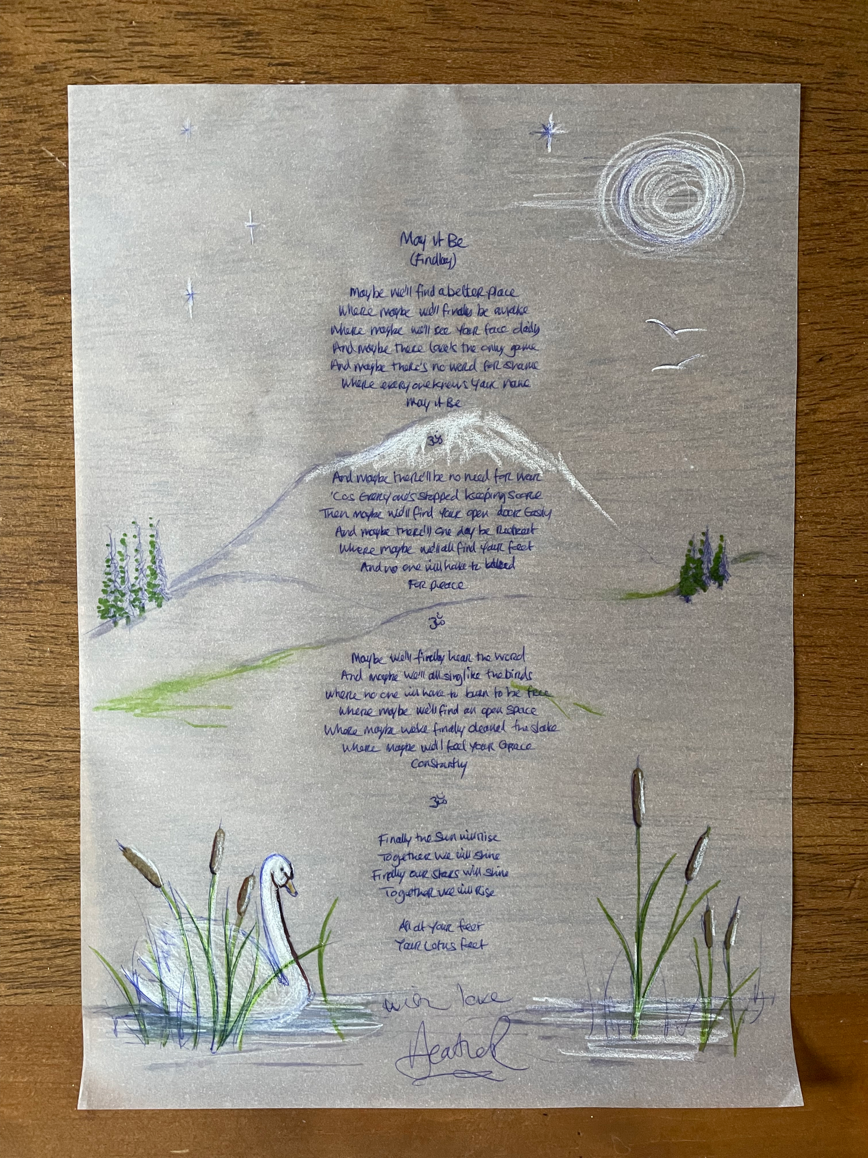 May It Be Handwritten, Signed and Illustrated Lyrics!