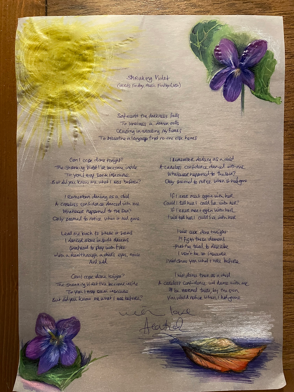 Thumbnail: Handwritten, Signed, Illustrated Archive Lyric Sheets