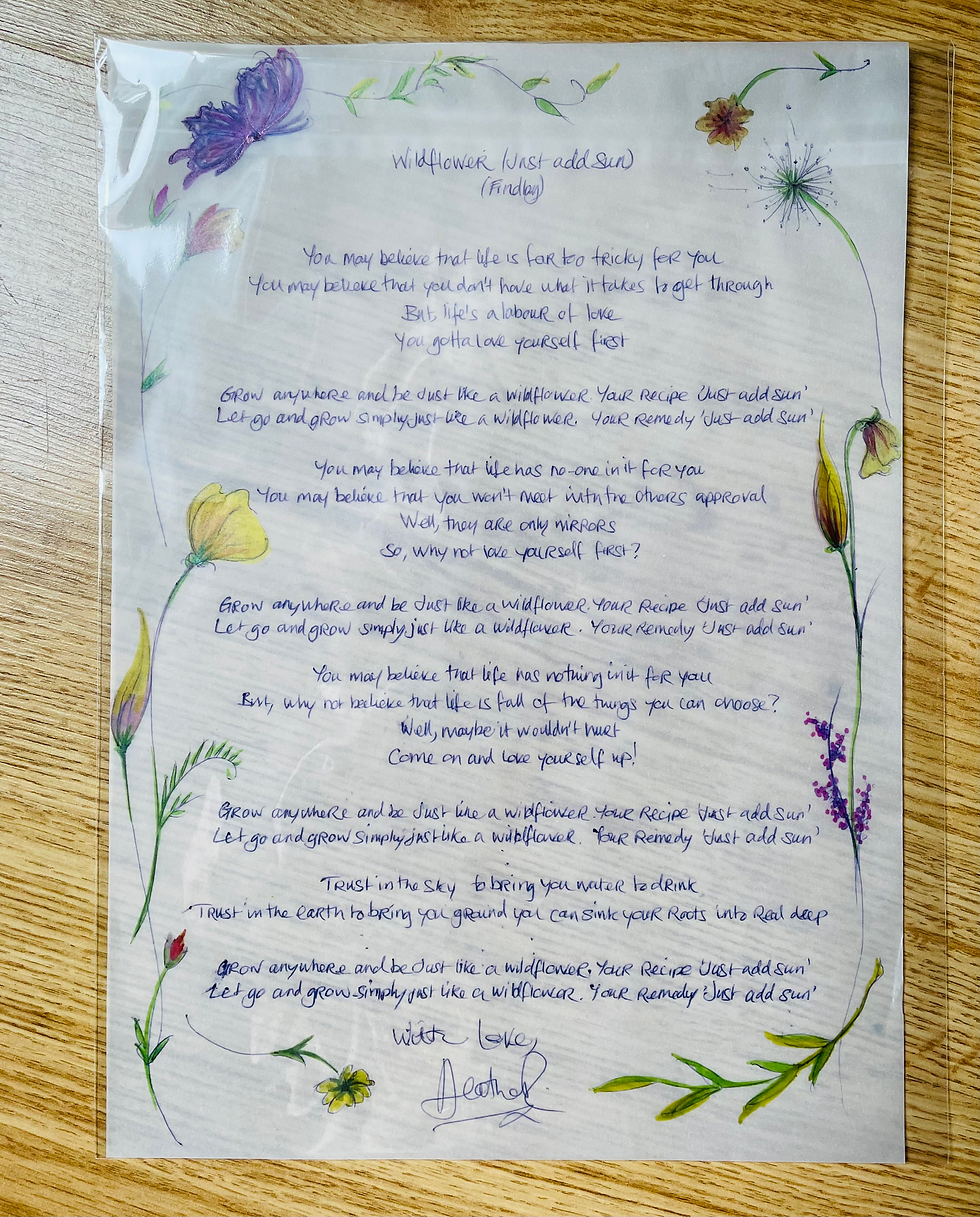 Thumbnail: Handwritten, Signed, Illustrated Wildflower Album  Lyric Sheets