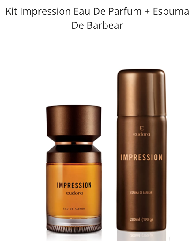 Kit Impression Eau De Parfum + Espuma De Barbear De Eudora Masculino Novo
