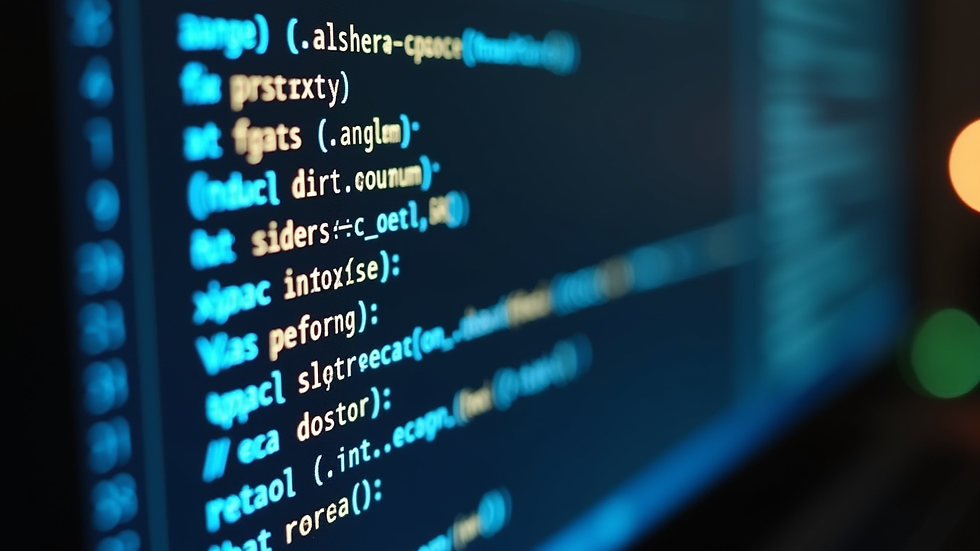 Close-up view of a computer screen displaying an AI algorithm coding interface