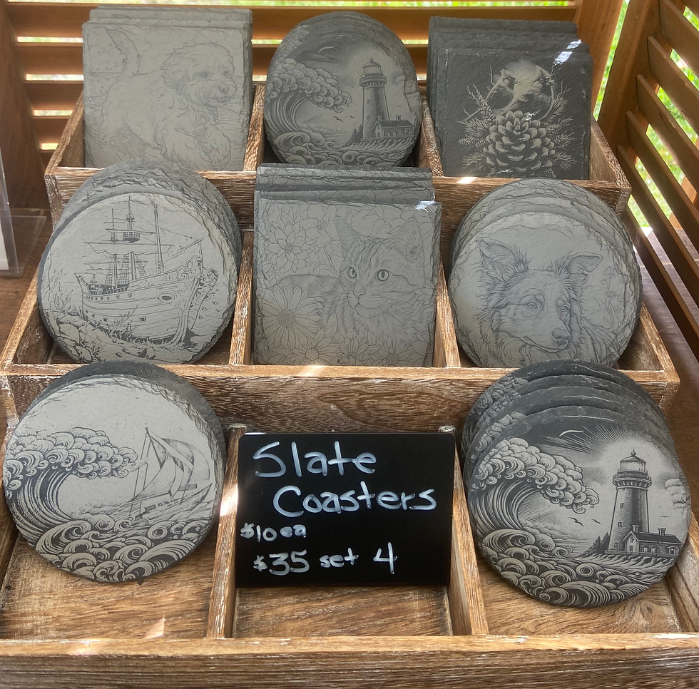 Thumbnail: Pirate ship on slate coaster Set of 4