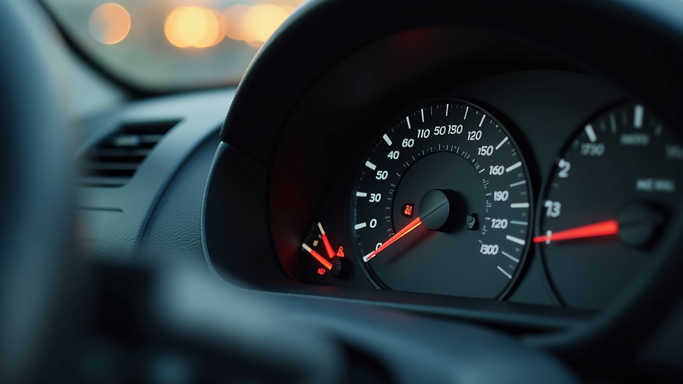 Close-up view of a used car dashboard showing mileage