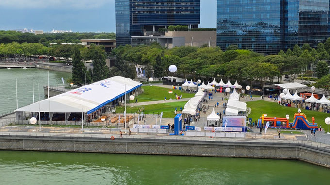 Bird's eye view of tentage and main event area