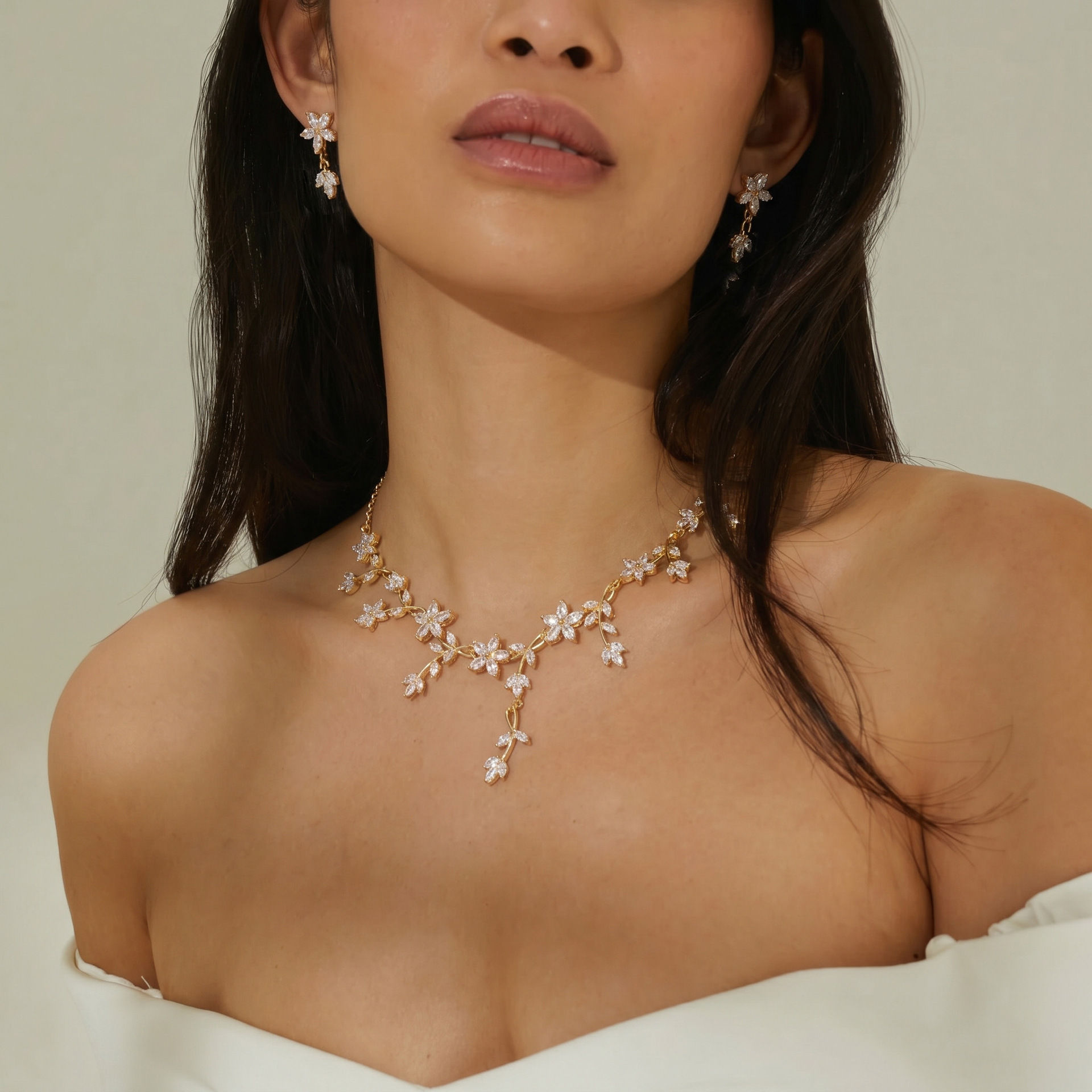 Luxury Jewelry Sets For Women Crystal Bridal Necklace Earring Set Party Prom Wed