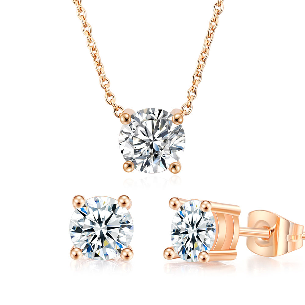 Wedding Jewelry Set For Women Bridal Korean Style Round Zircon Collar Choker Cha