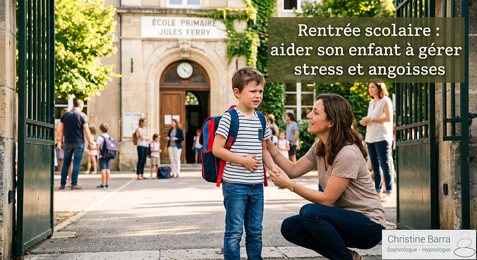 Enfant serein devant son école à la rentrée sophrologie et gestion du stress