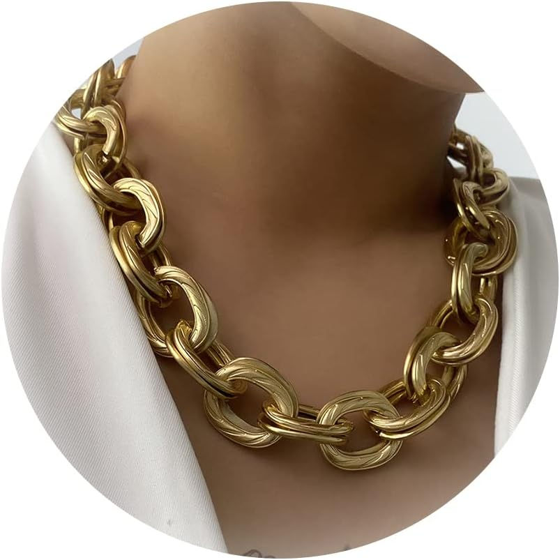 Thumbnail: Glitz Chunky Gold Necklace for Women Layered Gold Cuban Link Chain Choker 