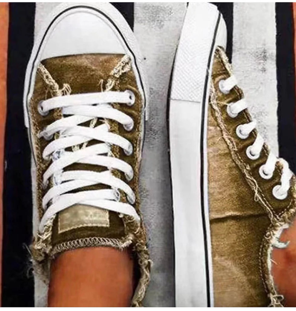 Thumbnail: Round toe denim sneakers 