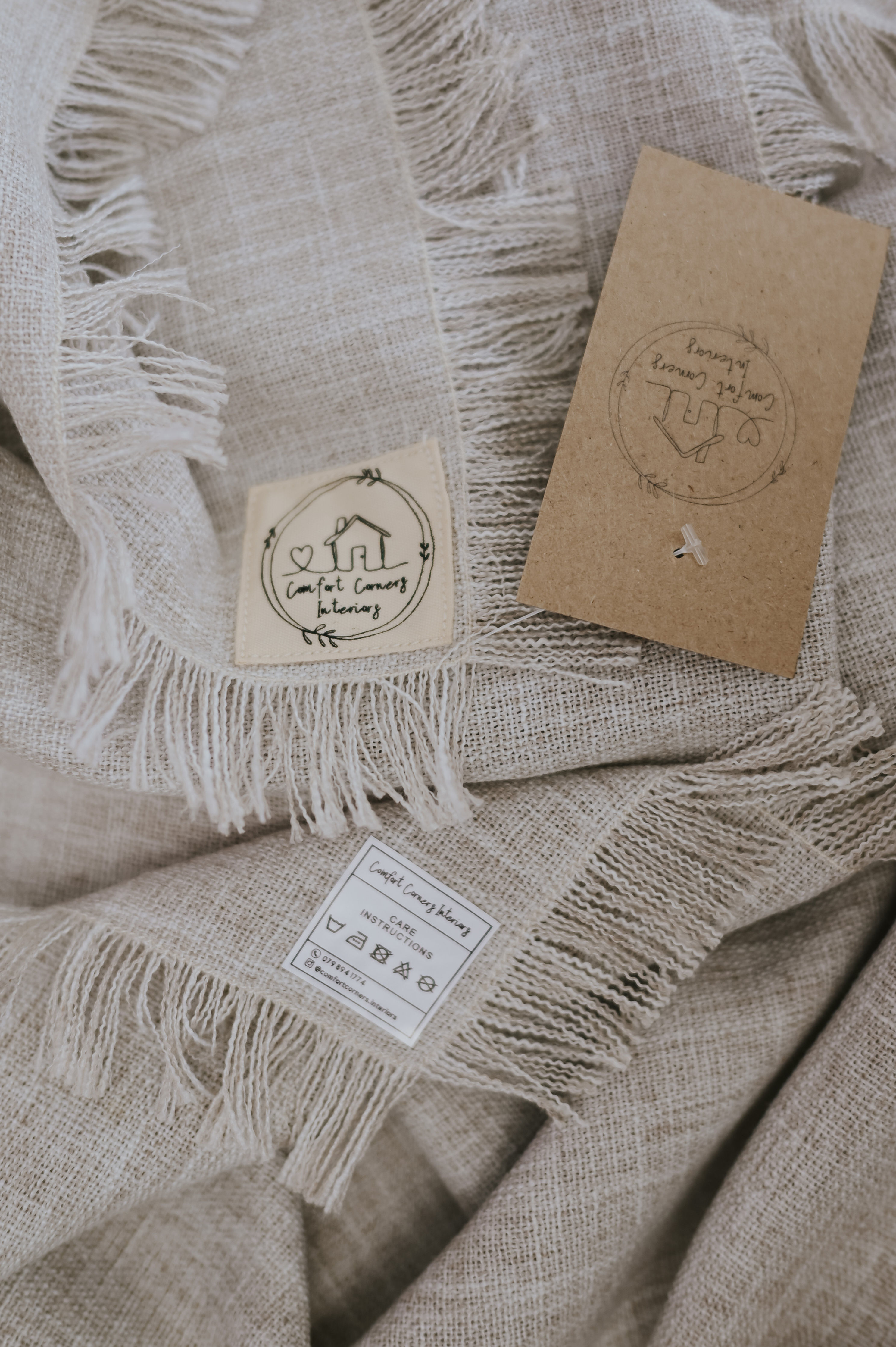 Fringe Edge Stone Table Runner 2m