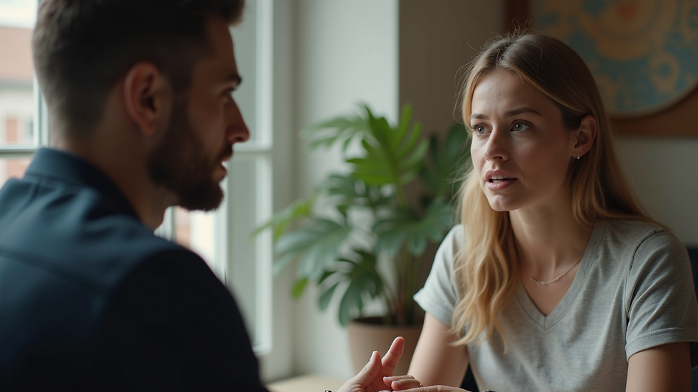 Close-up view of a person engaged in a conversation, demonstrating active listening skills