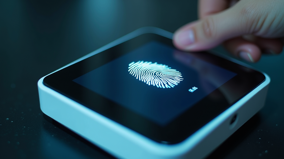 Close-up view of fingerprint scanner device