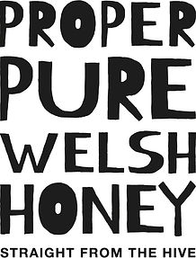Pure Welsh Honey Straight from the Hive' text in black, featuring the same logo used on Drewmonts' honey jars. Represents Drewmonts' small-batch, raw, and unfiltered Welsh honey harvested sustainably from Bampy's hives.