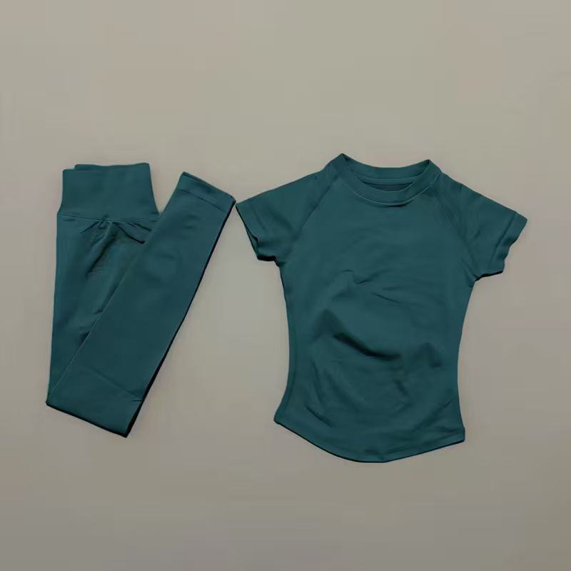 Miniatura: 2 Pieces Sports Set Women Yoga Slim Fitness Active Top Suits Low Ribbed Band Gym
