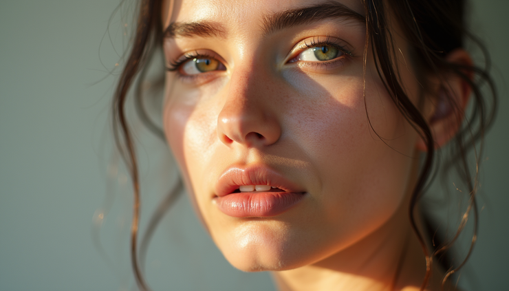 Close-up view of smooth skin texture with subtle fine lines