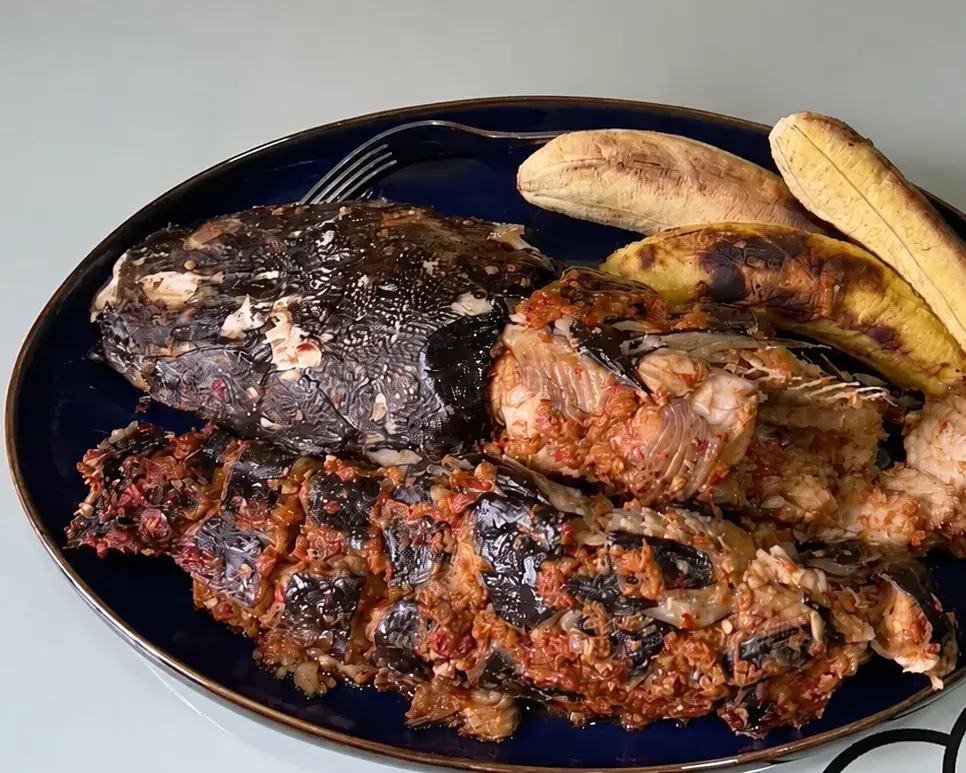 Grilled Catfish with Roasted Half-Ripe Plantains