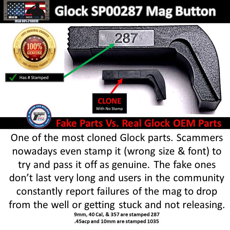 Thumbnail: OEM Glock 19 Gen 3 magazine catch (SP00287), factory 9mm LPK component for secure magazine retention