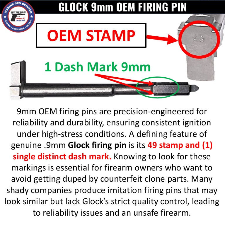 Thumbnail: OEM Glock 26 Gen 3 firing pin (SP00049), factory 9mm UPK component
