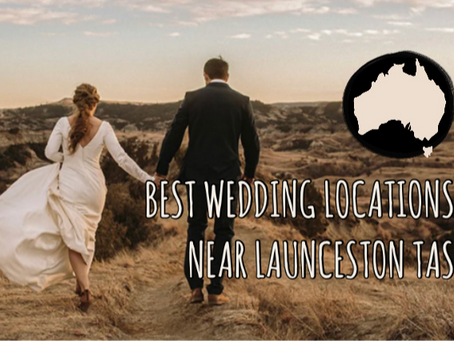 bride and groom holding hands on outdoors plateau in tasmania under cloudy sky