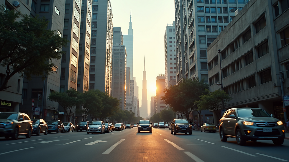 Eye-level view of Mumbai cityscape with skyscrapers and busy streets