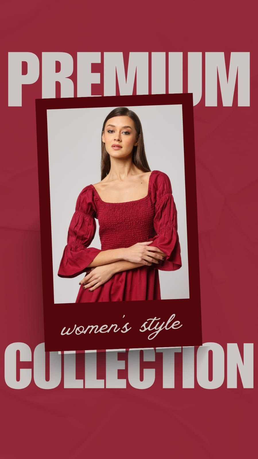 Poster design showcasing premium women’s wear collection.