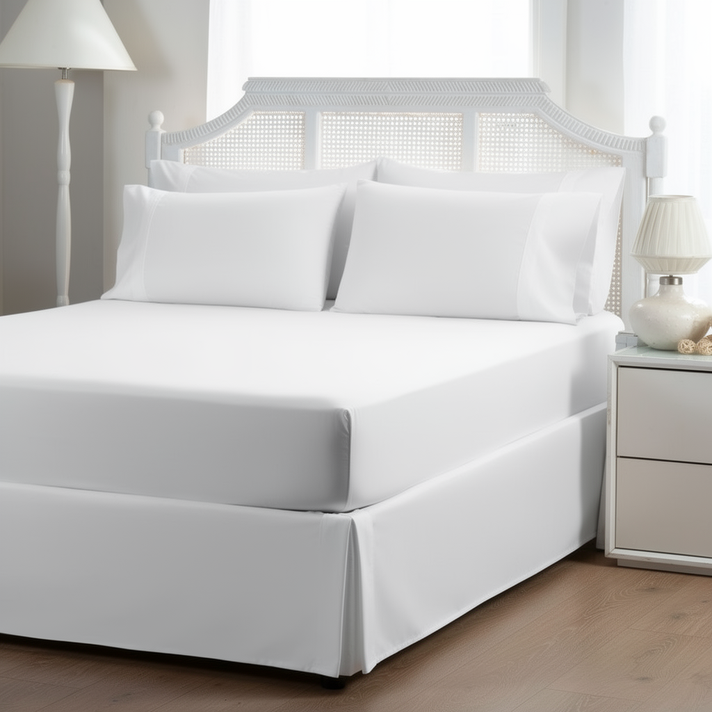 400 TC Egyptian Cotton 35 cm Deep Fitted Sheet - White