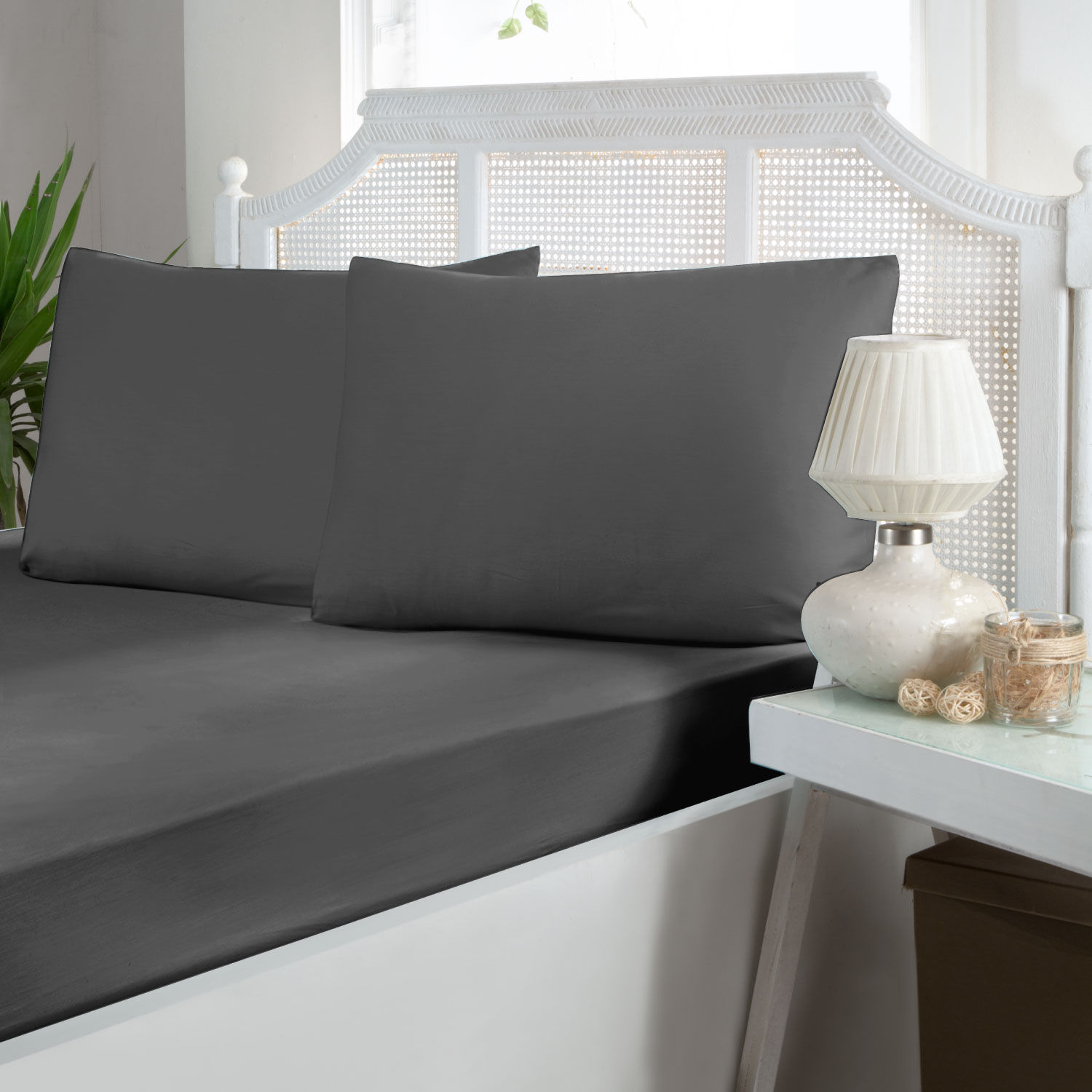 400 TC Egyptian Cotton 35 cm Deep Fitted Sheet - Steel Grey