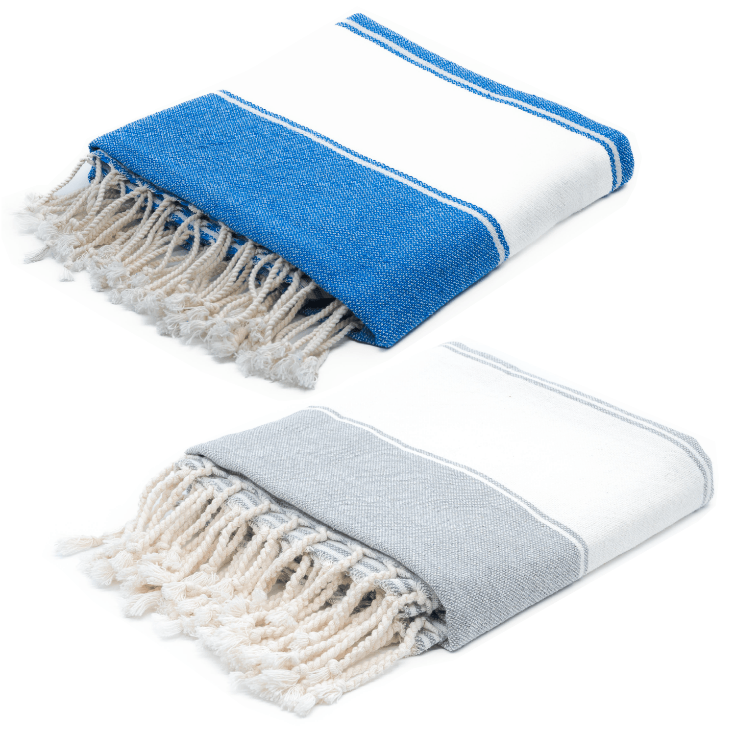 Berca Home Aspendos Turkish towel 2 pack in blue and grey