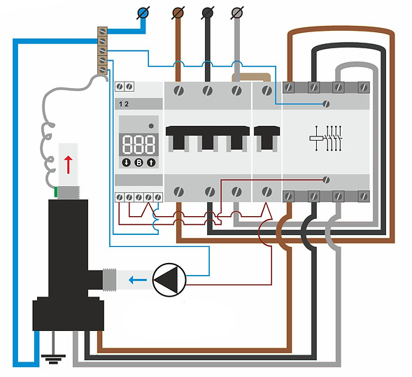 Schaltplan für Geyser 4,5 oder 6 oder 9 oder 15 kW
