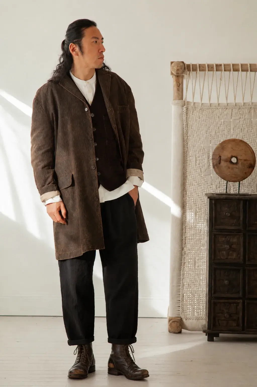 Artisanal Cotton Linen Atelier Coat