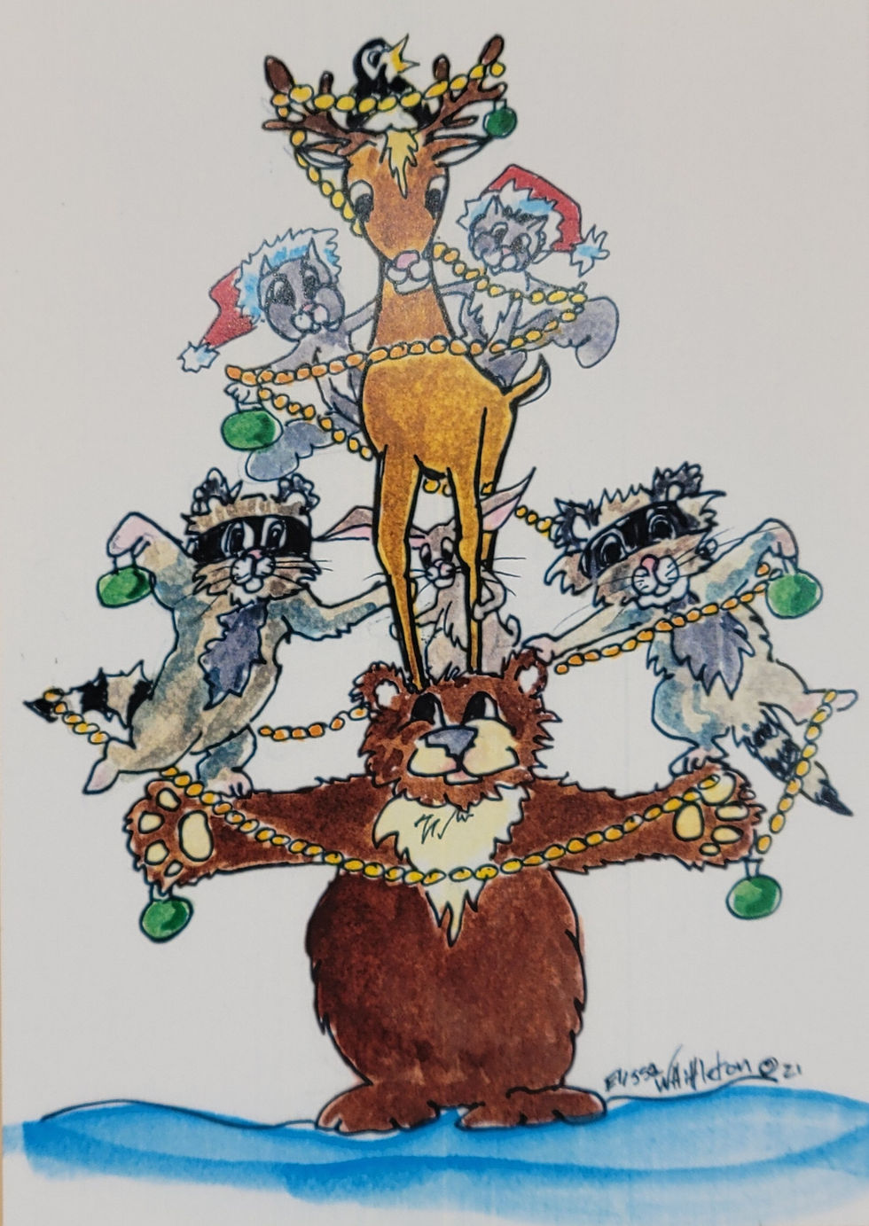 Thumbnail: Holiday Postcards and tags - original artwork by Elissa Whittleton