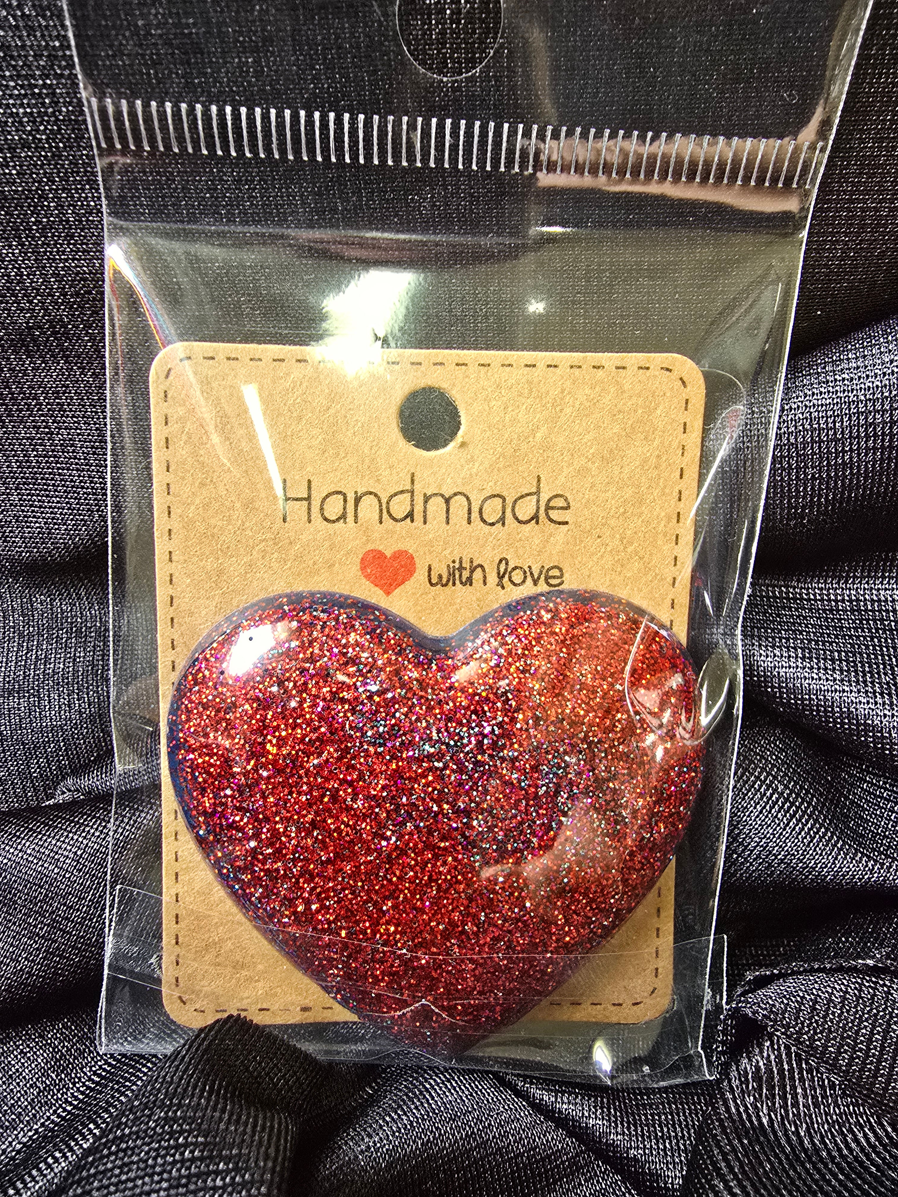 Pocket Hearts made w/ Resin Red Glitter