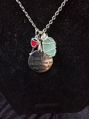 Authentic Sea Glass Toes in the Sand Wine in my Hand Necklace