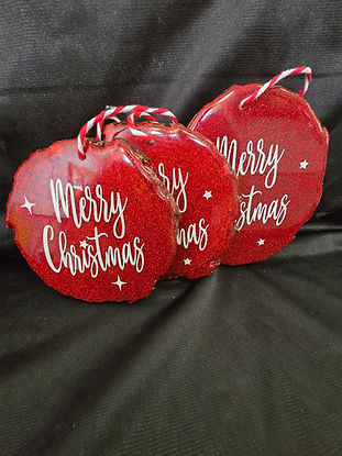 Merry Christmas Red Ornament wood circle 