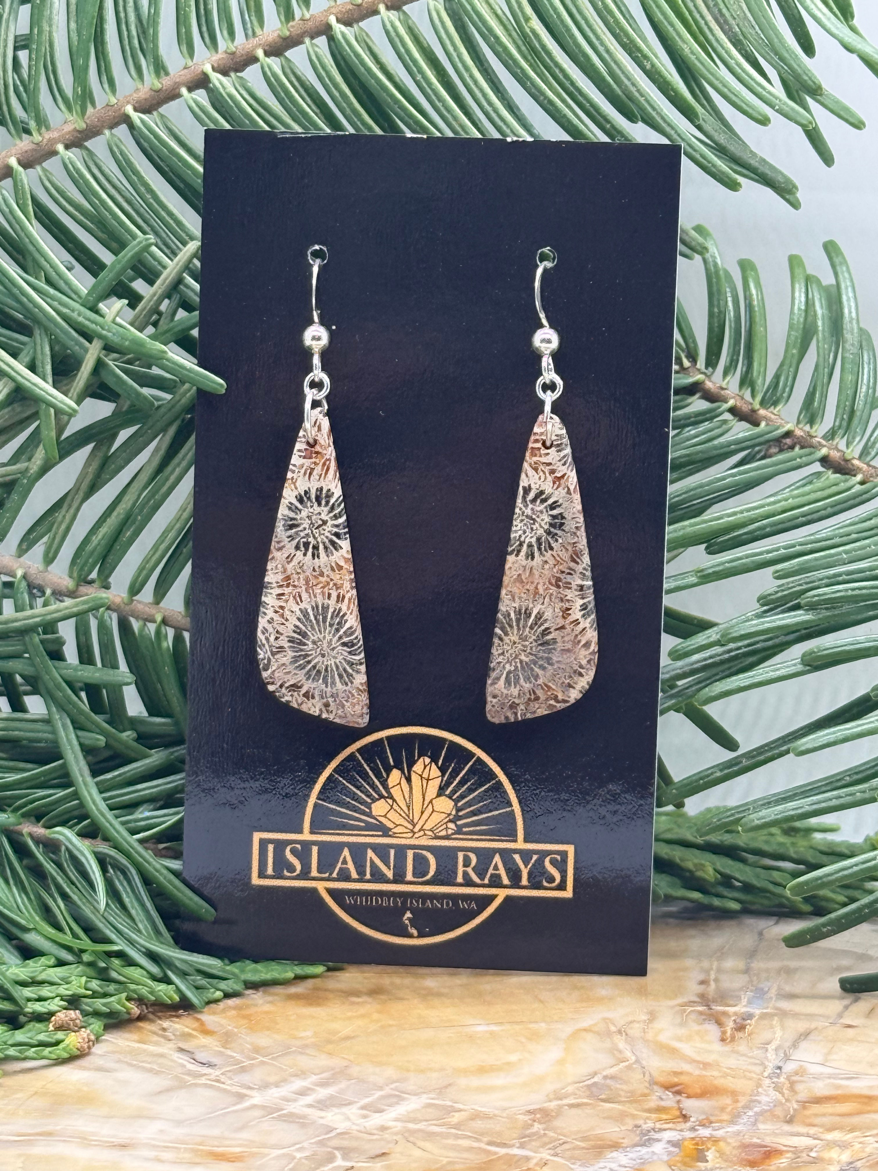 Fossilized coral earrings 