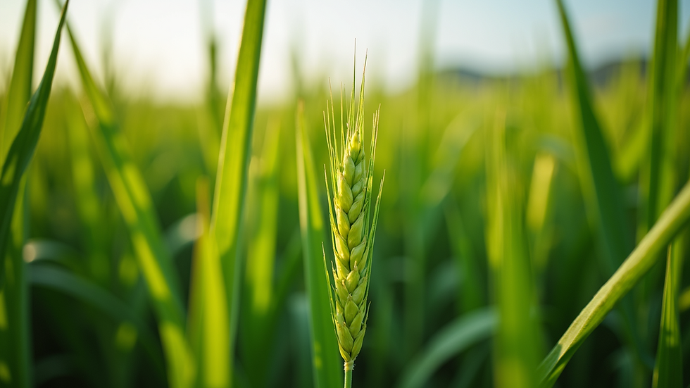 Eye-level view of a thriving crop field with healthy green plants