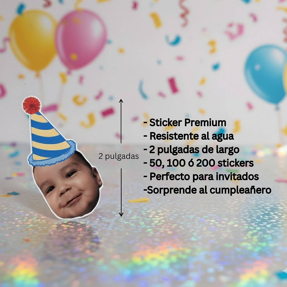 Miniatura: 50 Stickers Rostro con Gorro Festivo 2"