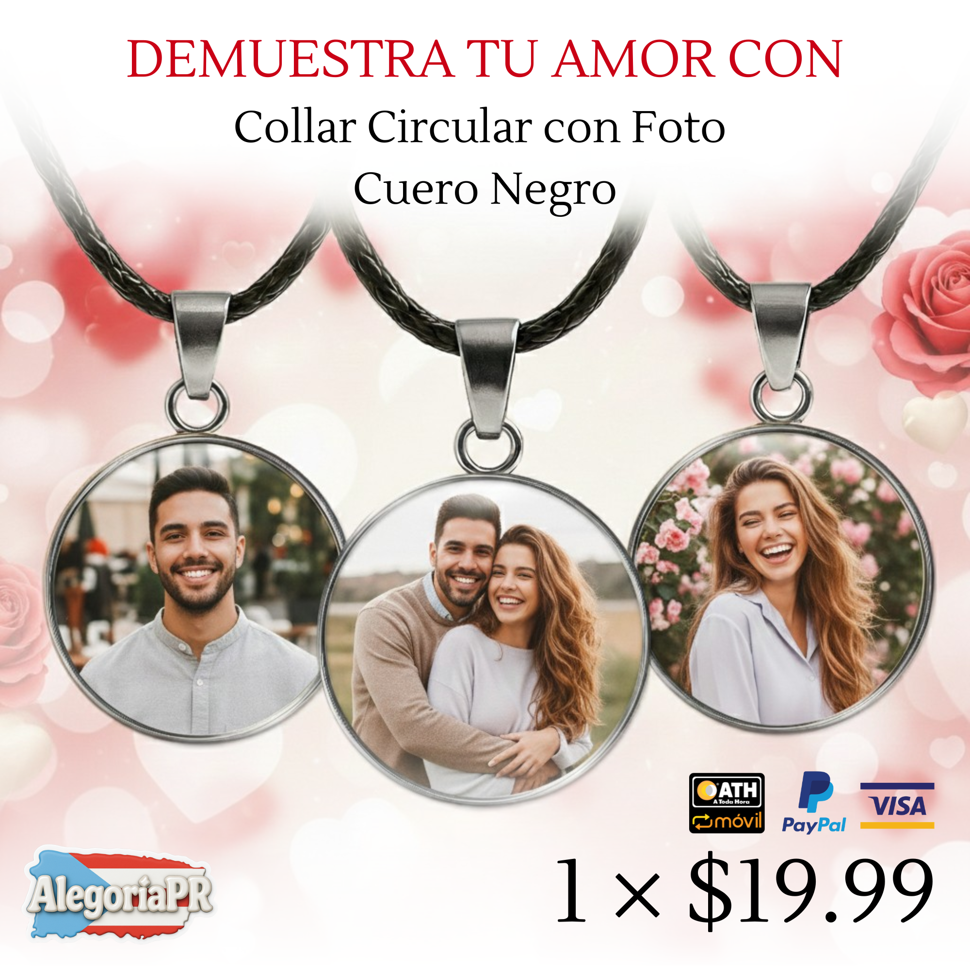 Collar con foto | Cuero sintético | Waterproof