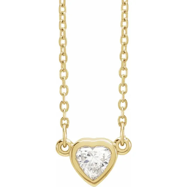 Petite Bezel Set Diamond Heart Necklace
