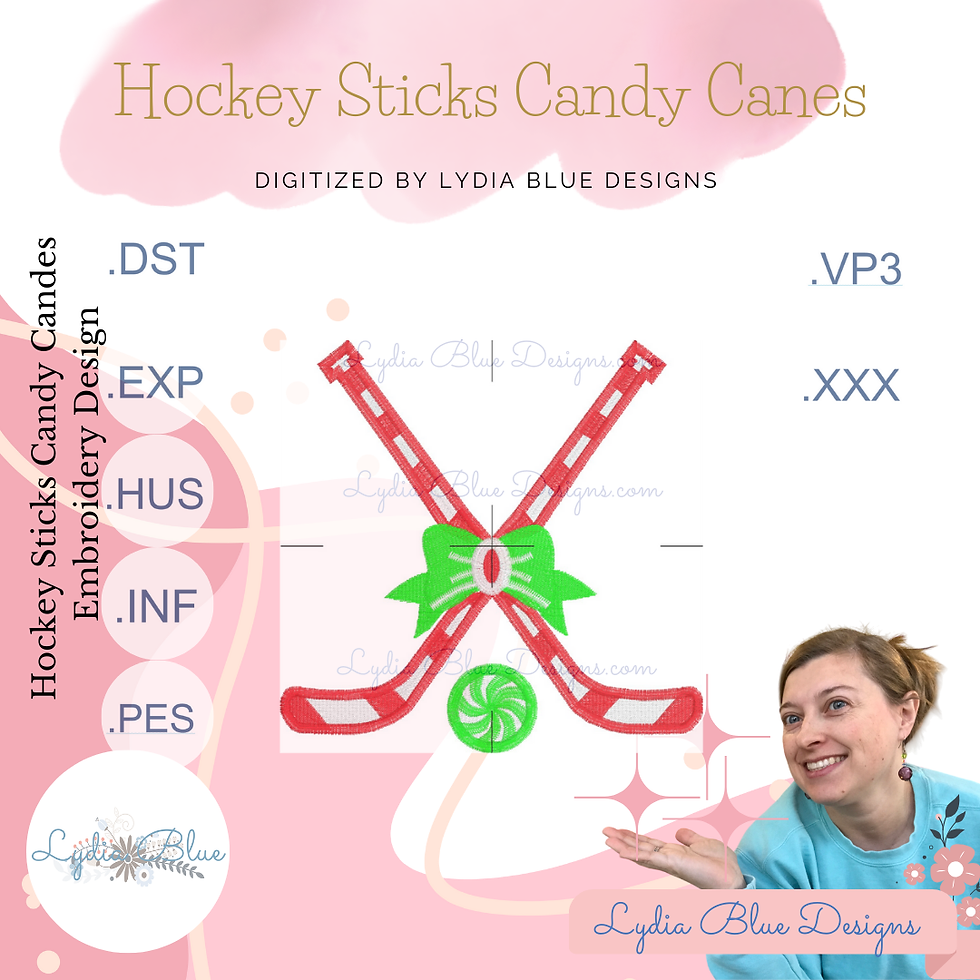Hockey Sticks Candy Canes – 5x5 Digital Embroidery Design