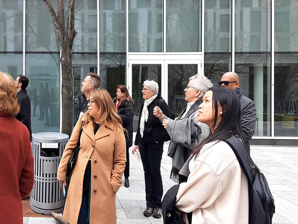 Dan Kelley leads a building tour