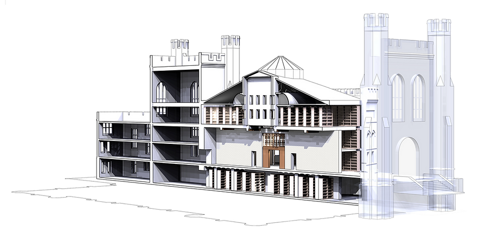 Architectural section of Linderman Library