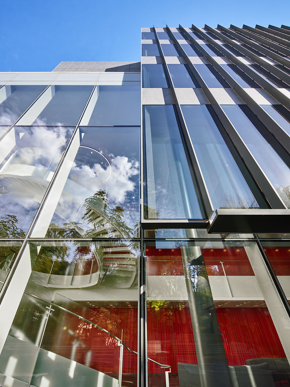 Photograph of the curtain wall of the Academic Research Building at the University of Pennsylvania by MGA Partners.