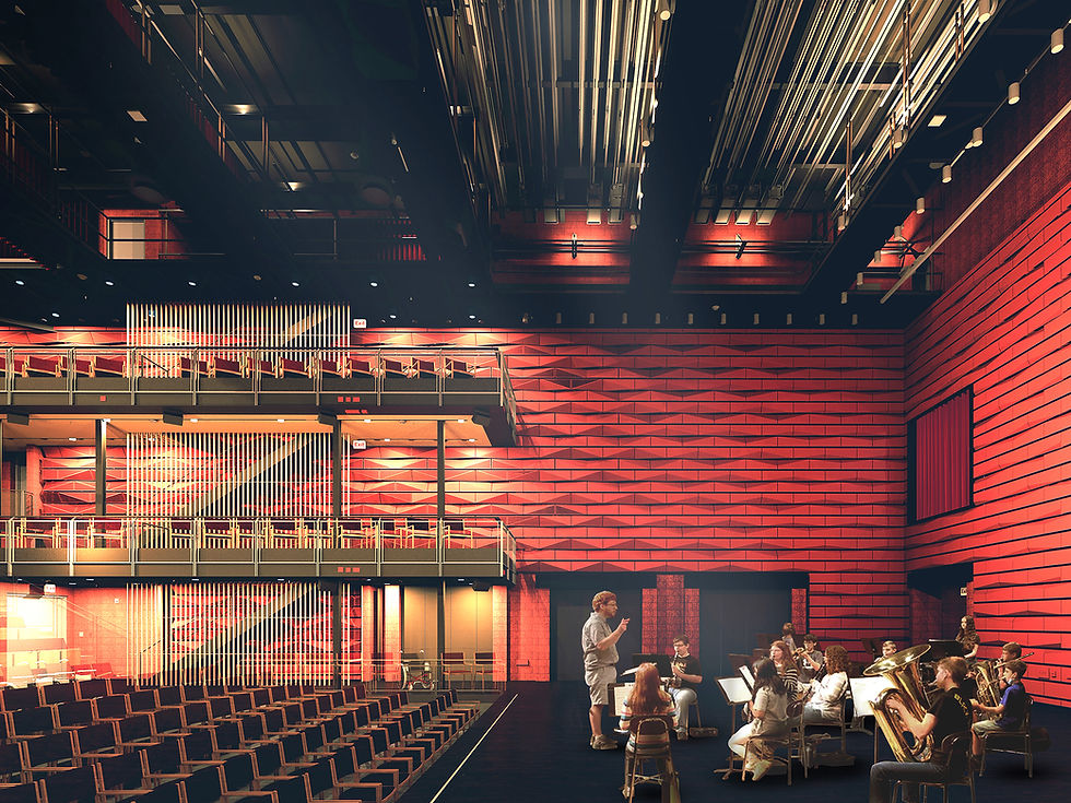 Students rehearse in the Performing Arts Center designed by MGA Partners
