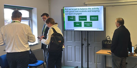 Picture of a tv screen in a corporate environment for a presentation