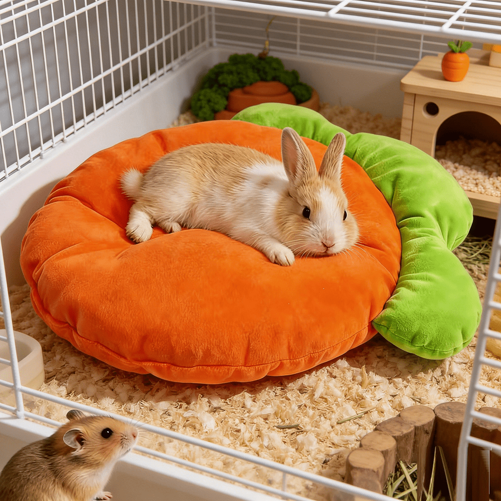 1PC Warm Carrot Shaped Rabbit Mat Soft Breathable Cute Sofa Mat for Pet Small An