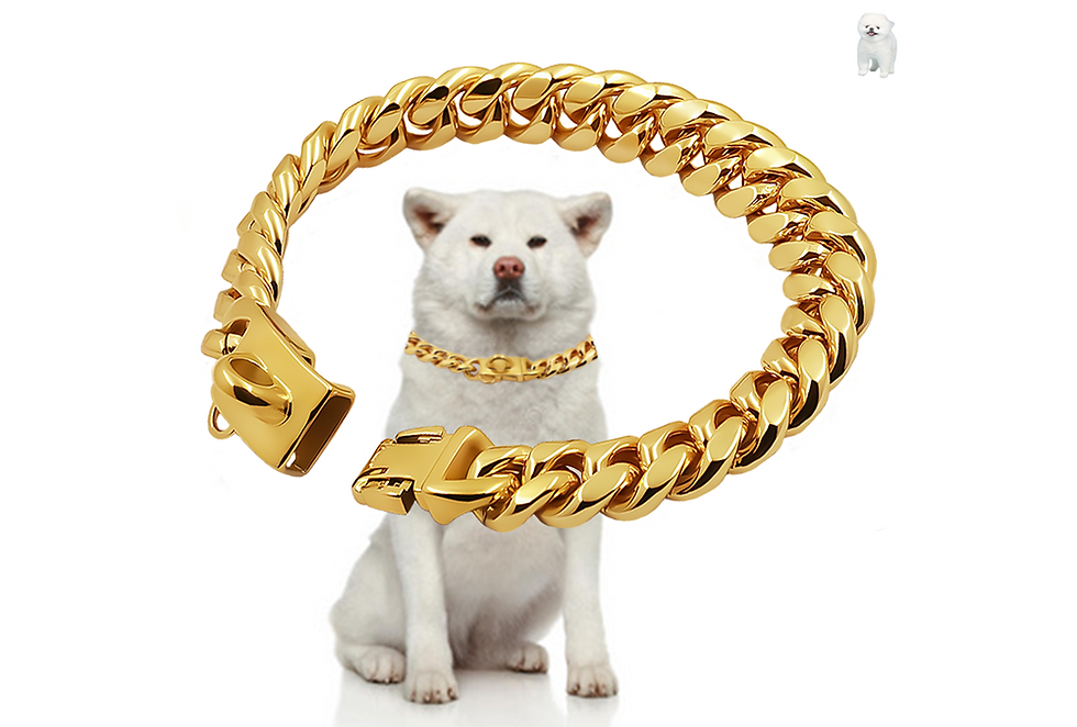 Thumbnail: Gold Cuban Link Dog Collar – 14mm Stainless Steel