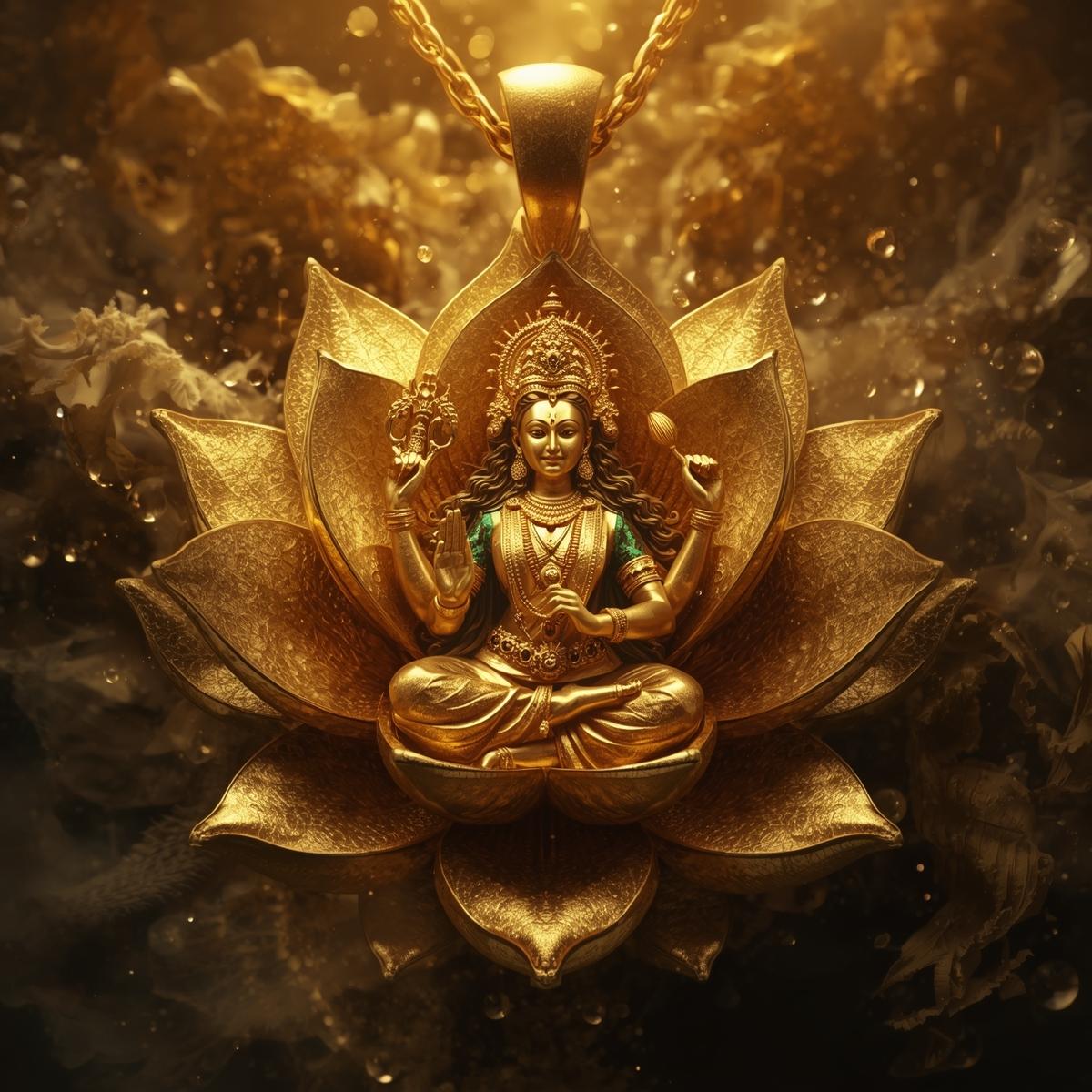 lakshmi devi in lotus flower gold pendent (2).jpg