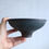 Thumbnail: High foot black clay bowl crafted green lines outside with green bluish glaze in